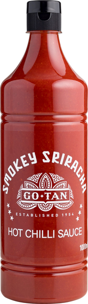 Go-Tan Smokey Sriracha savunmakuinen tulinen chilikastike 1L