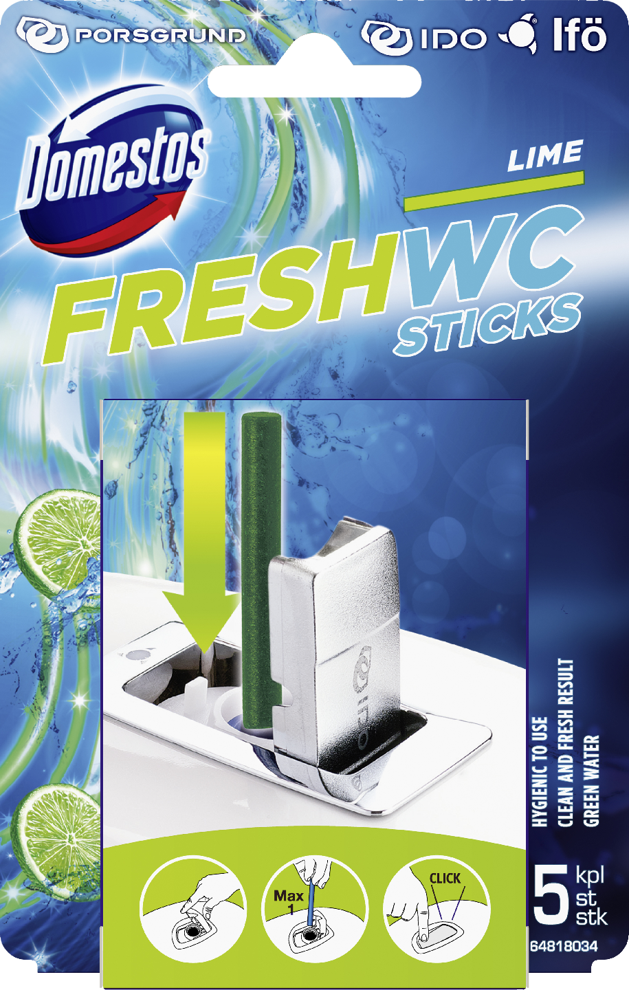 Domestos wc-raikastintikut 5x9,5g Lime