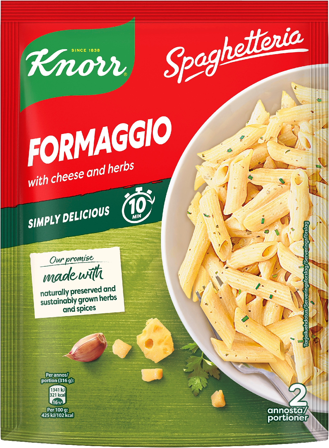 Knorr Spaghetteria Formaggio pasta ateria-ainekset 157 g