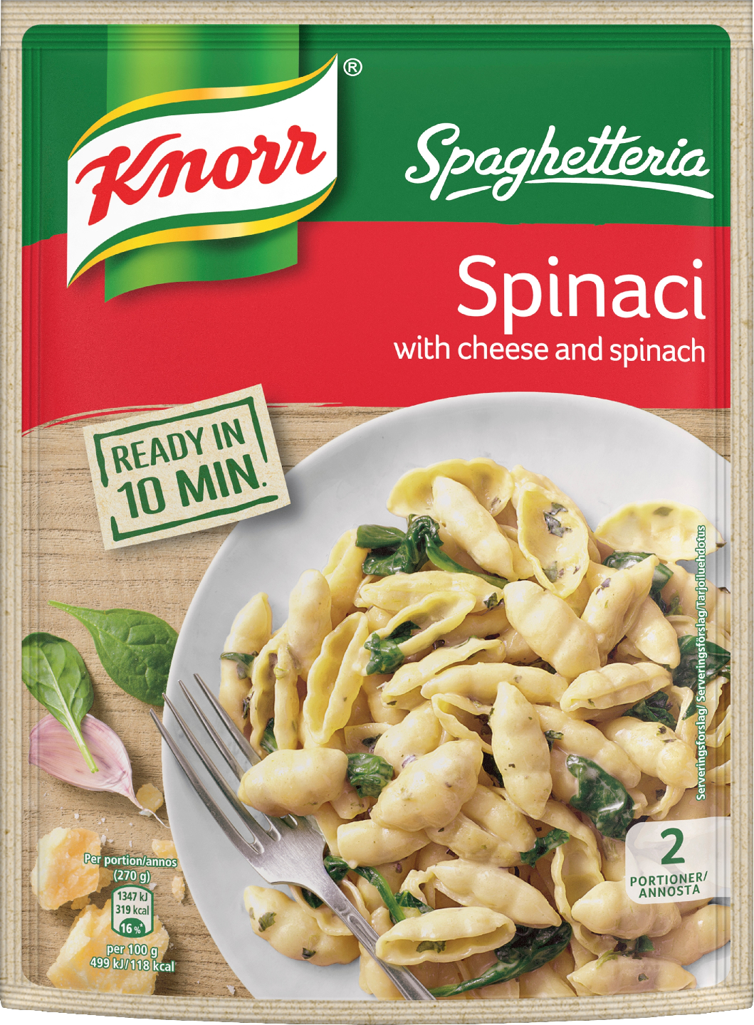 Knorr Spaghetteria Spinaci pasta ateria-ainekset 160 g | K-Ruoka  Verkkokauppa