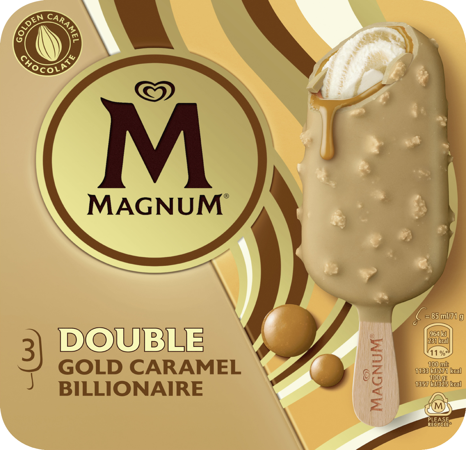 Magnum Double Gold Caram mpk 3 kpl 213g