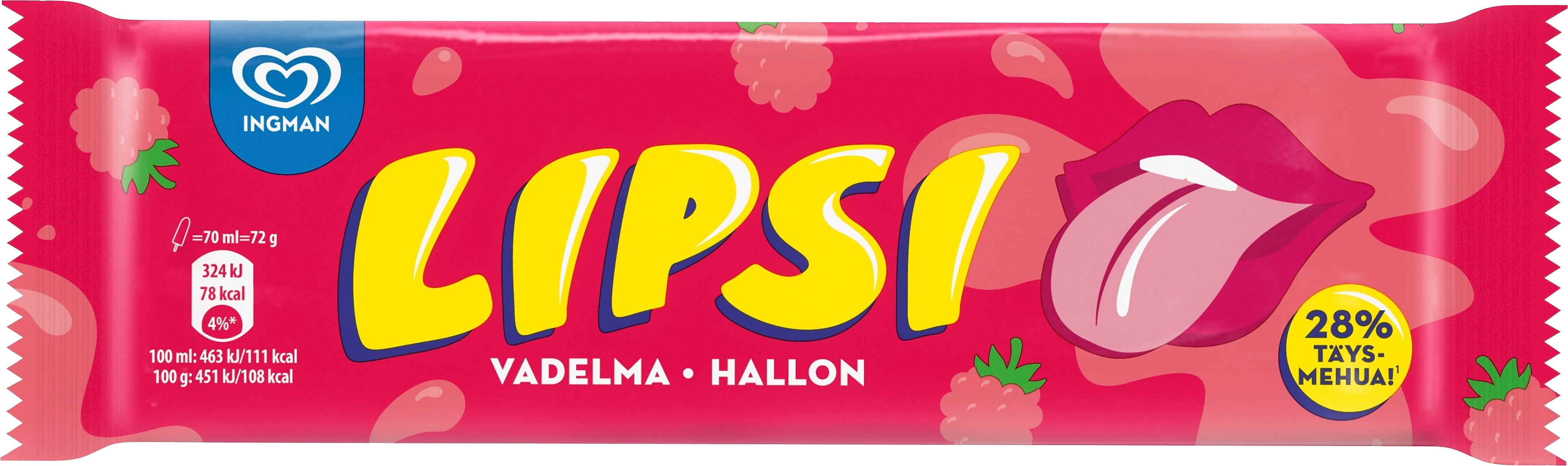 Lipsi limonadijäätelö 72g vadelma