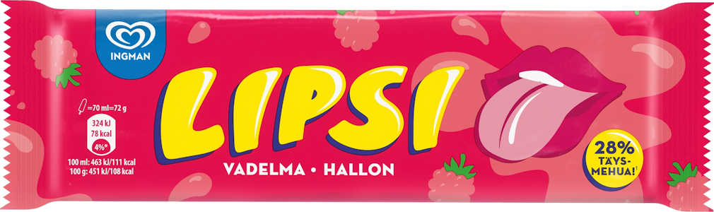 Lipsi limonadijäätelö 72g vadelma