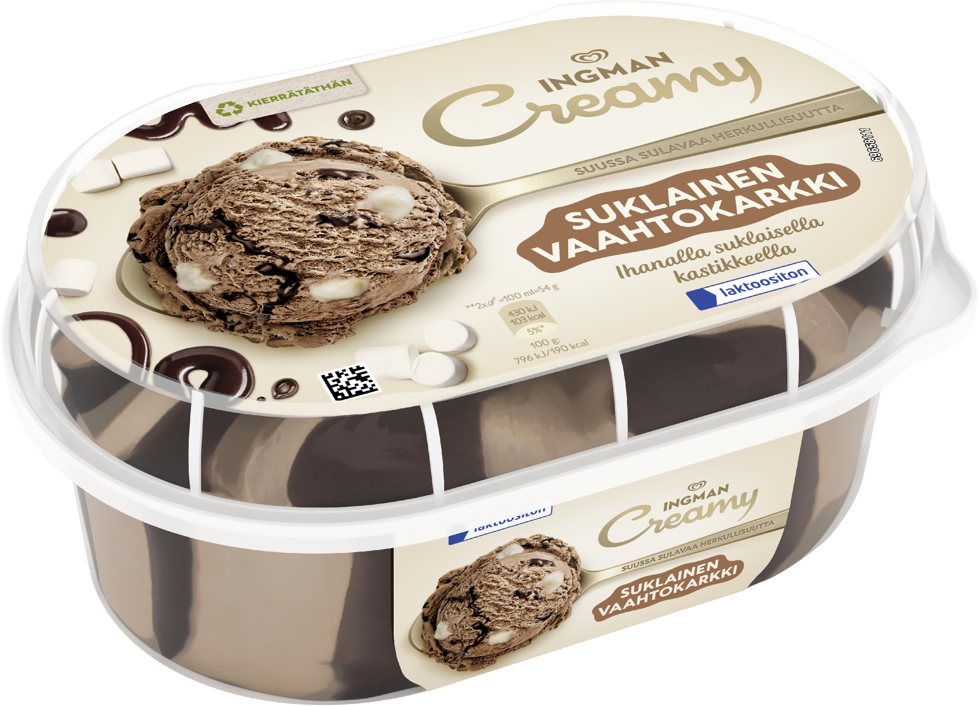 Ingman Creamy Suklainen Vaahtokarkki laktoositon Jäätelö 850ml/49