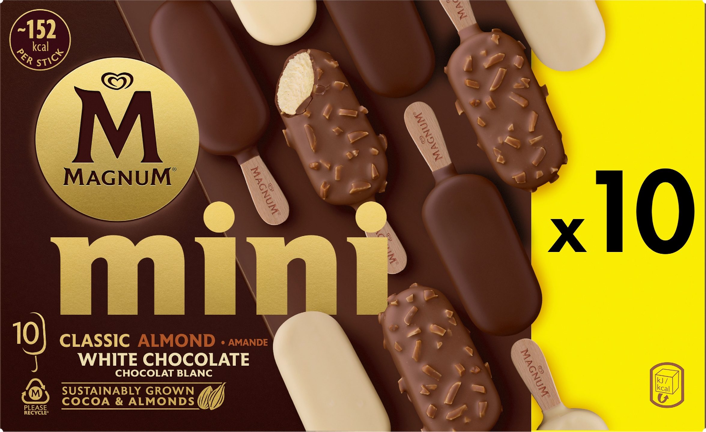 Magnum  Mini Classic, Almond, and White Chocolate Jäätelö 550ml/422g 10kpl