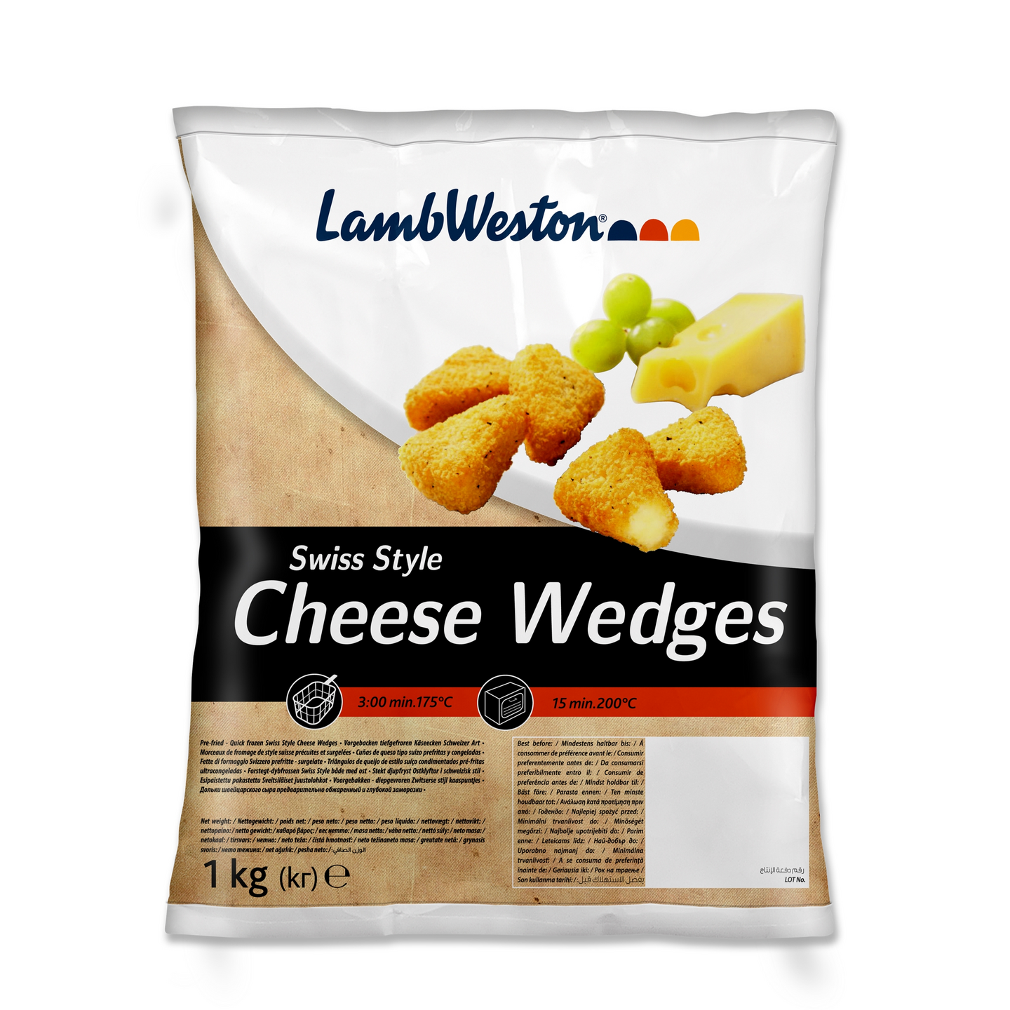 Lamb Weston Swiss style cheese wedge 1kg pakaste KRuoka Verkkokauppa