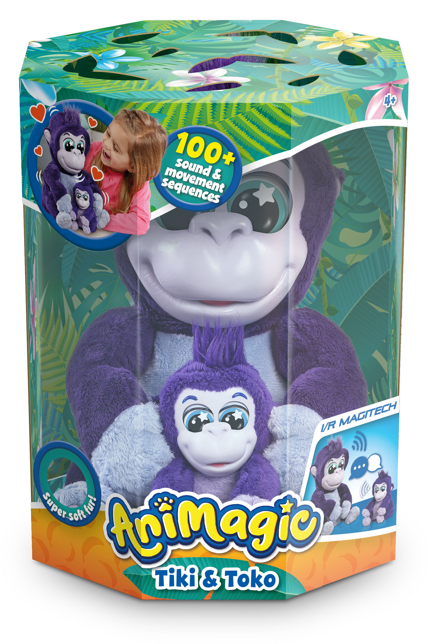 Animagic Tiki Ja Toko -interaktiivinen gorillapehmoleluperhe