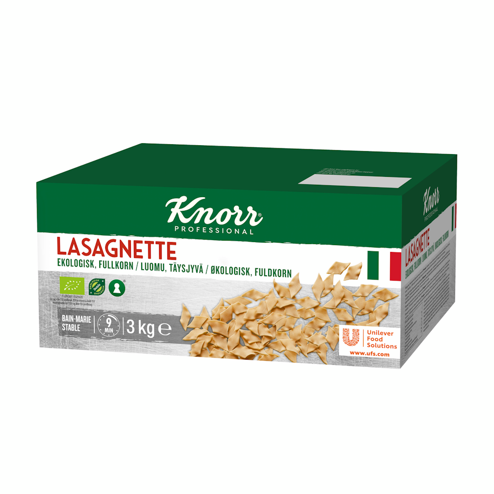 Knorr Luomu Lasagnette täysjyväpasta 3kg — HoReCa-tukku Kespro