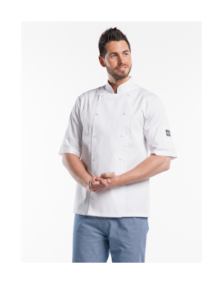 Chaud Devant Hilton Poco kokkitakki XL straight fit valkoinen, lyhyet hihat