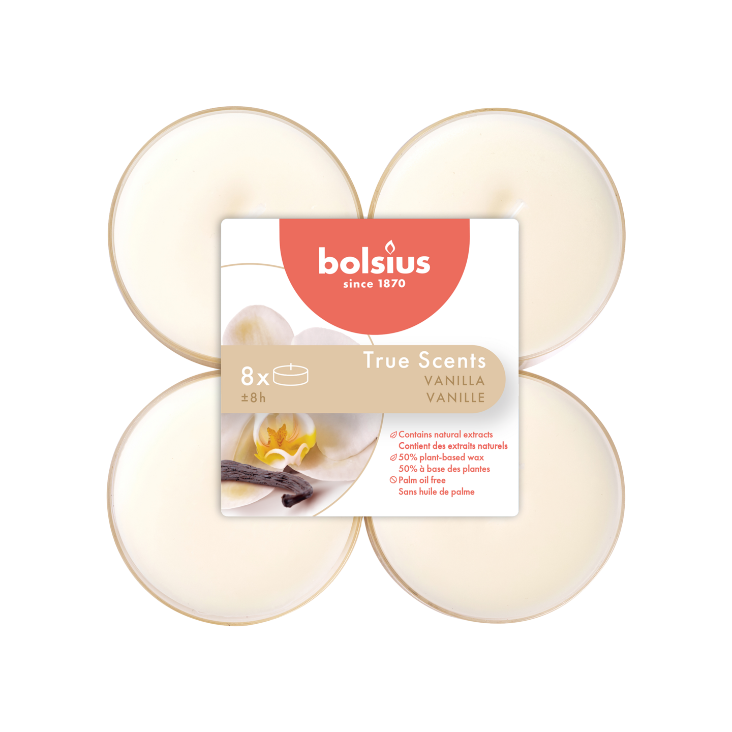 Bolsius tuoksulämpökynttilä maxi 8kpl vanilja