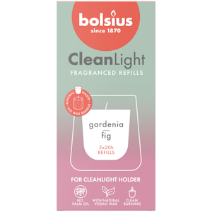 Bolsius – CleanLight-tuoksukynttilän täyttöpakkaus 2kpl – Gardenia + Fig 20h