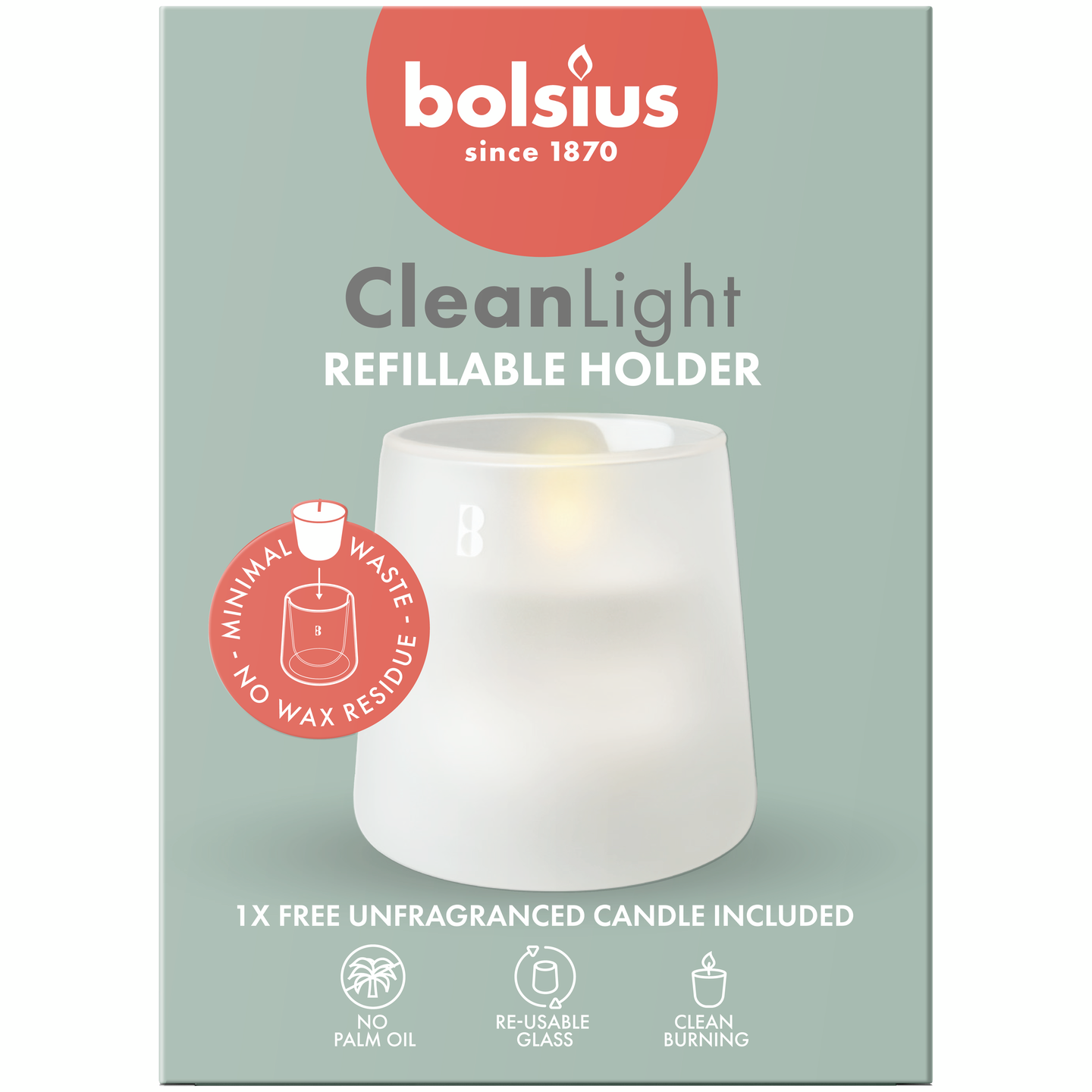 Bolsius – CleanLight-kynttilän aloituspakkaus – pidike ja täyttöpakkaus hajustamaton