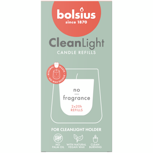 Bolsius - CleanLight-kynttilän täyttöpakkaus 2kpl - hajustamaton 20h