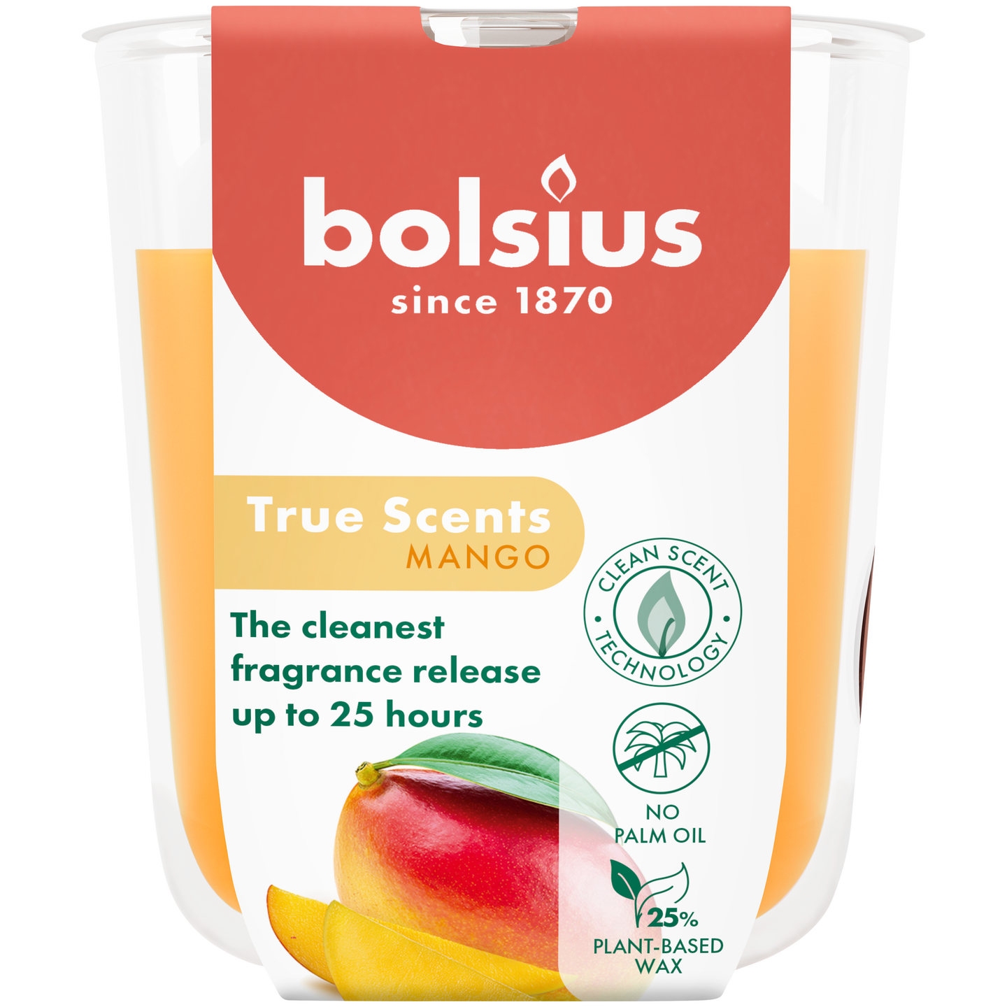 Bolsius True Scents – tuoksukynttilä lasissa – Mango – oranssi – 80x73mm