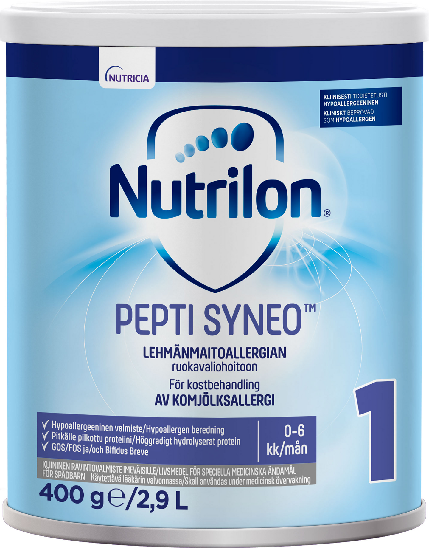 Nutrilon Pepti Syneo 1 lehmänmaitoallergian ruokavaliohoitoon 400g