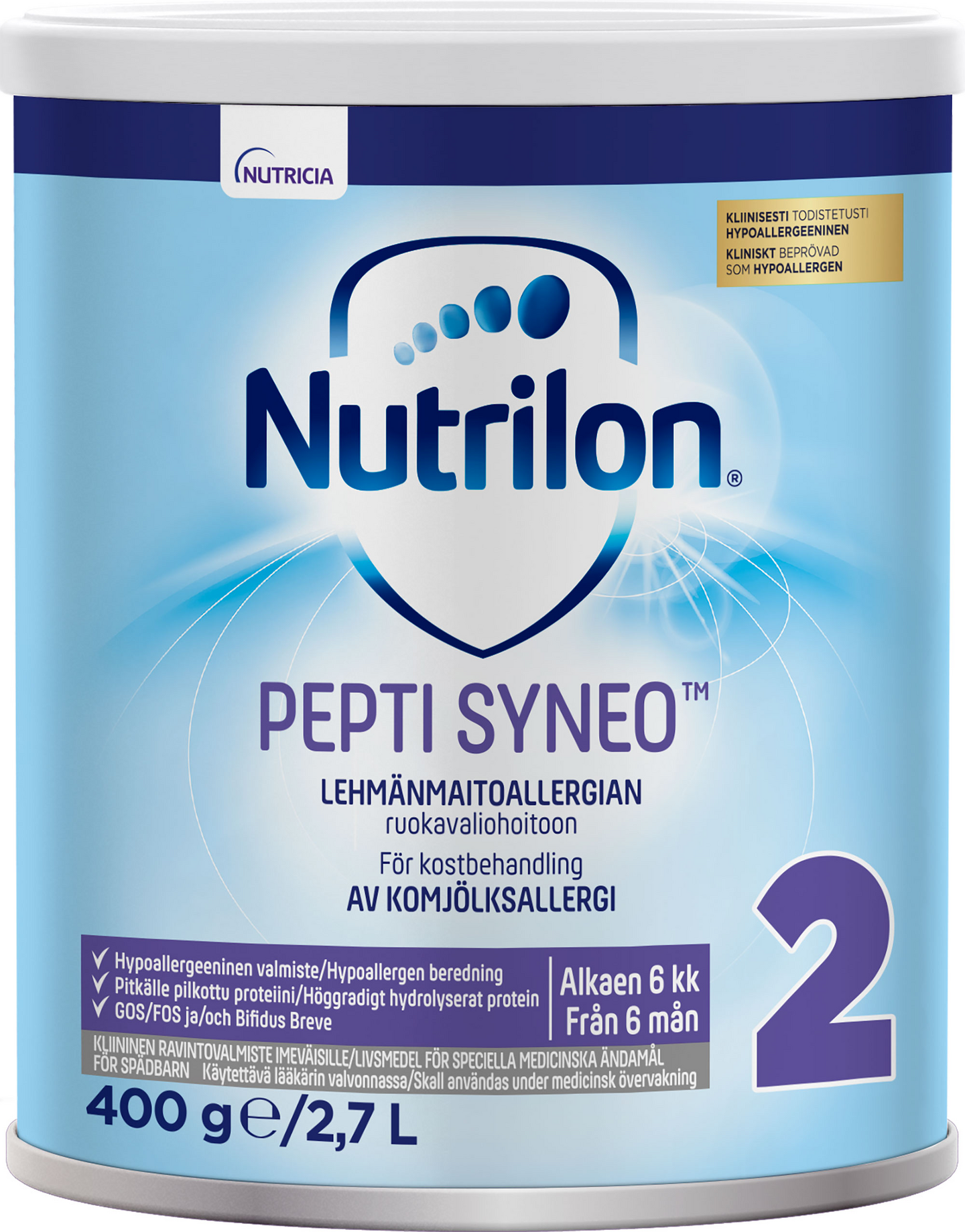 Nutrilon Pepti Syneo 2 lehmänmaitoallergian ruokavaliohoitoon 400g