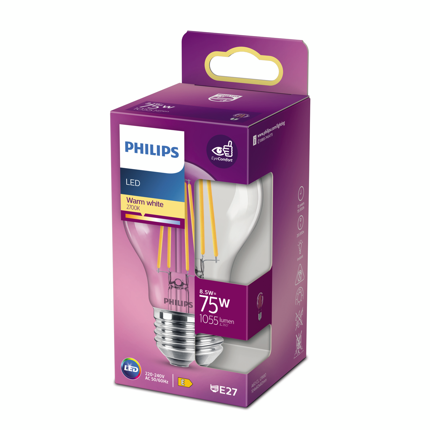 Philips LED vakio E27 1055lm kirkas 2700K