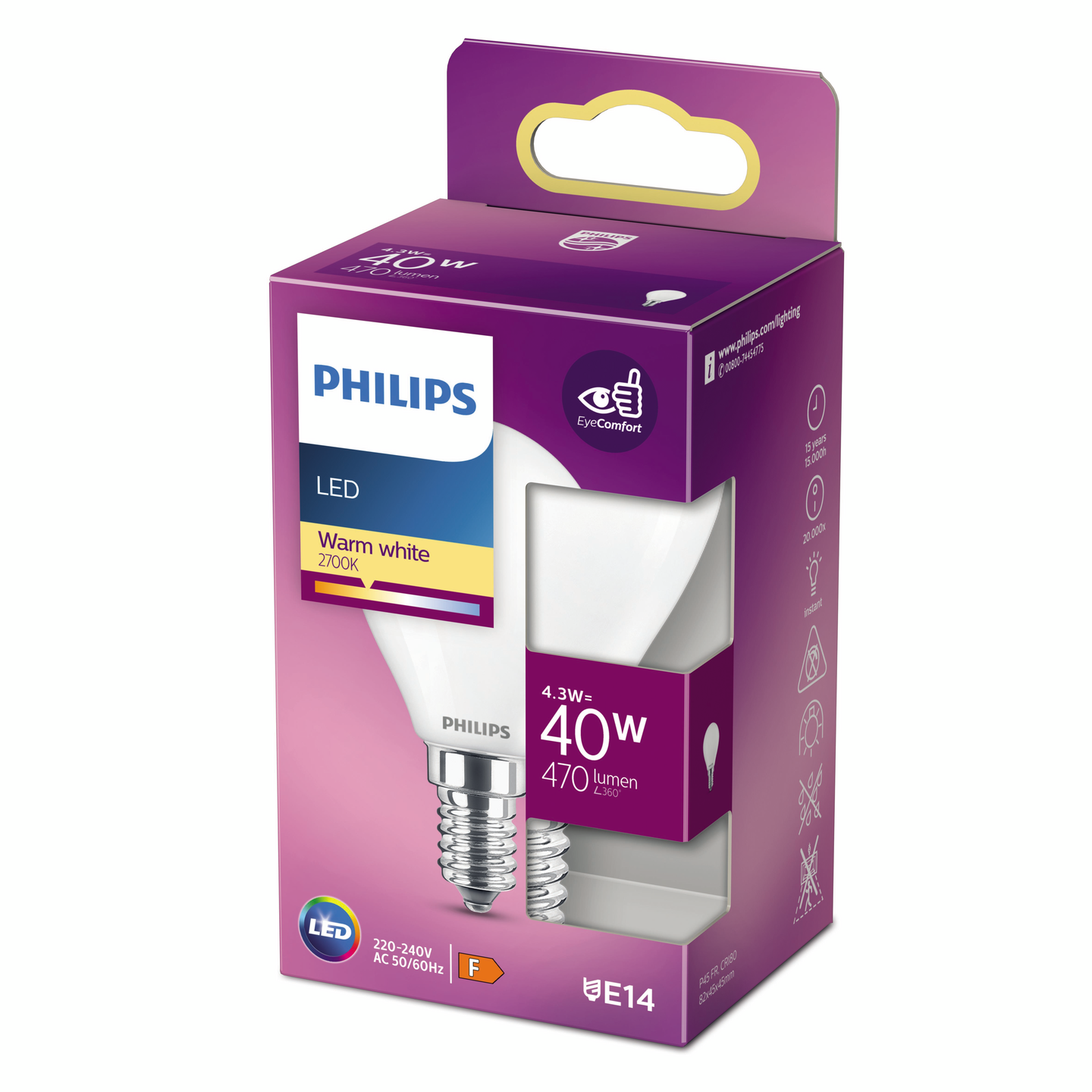 Philips LED mainos E14 470lm matta 2700K