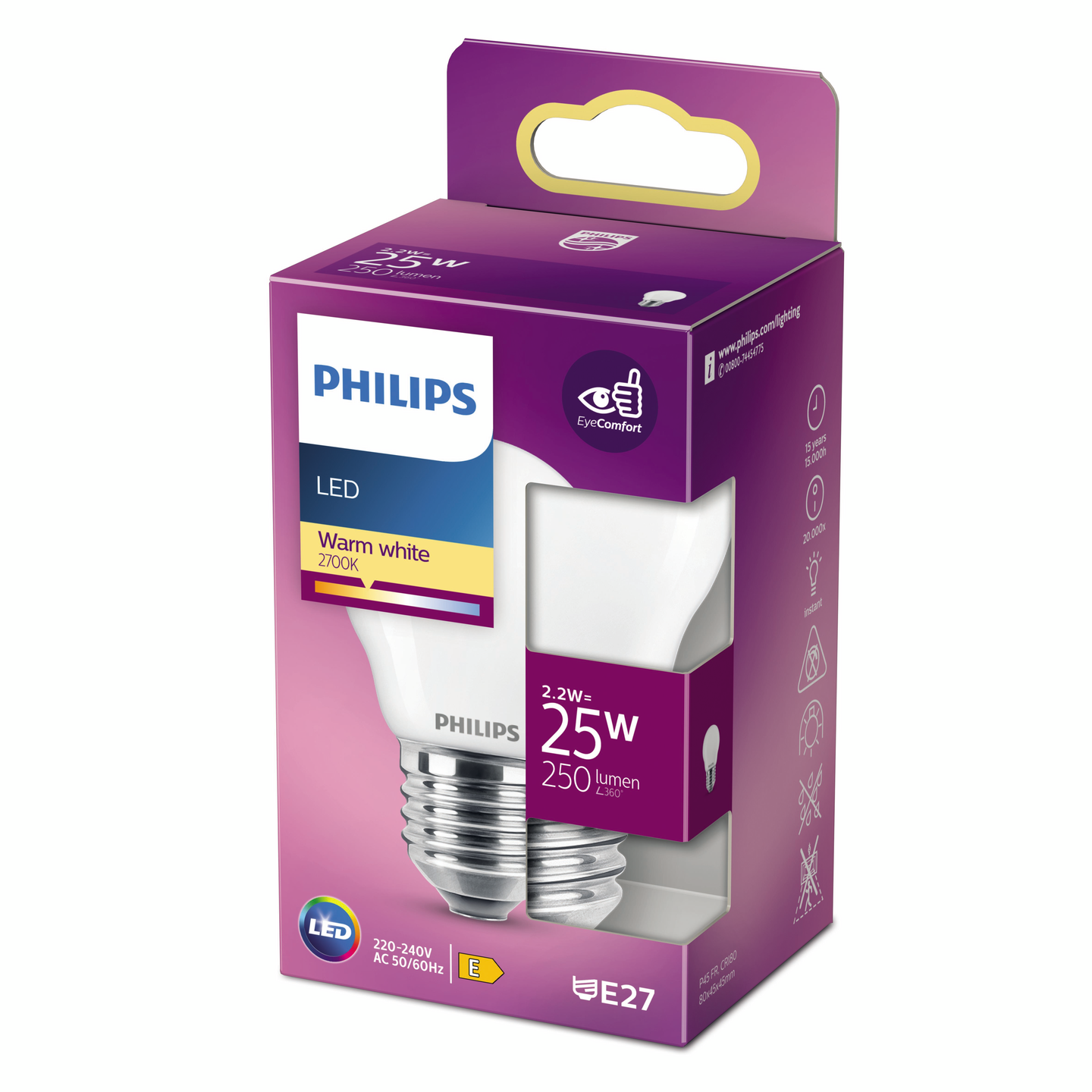 Philips LED koriste E27 250lm matta 2700K