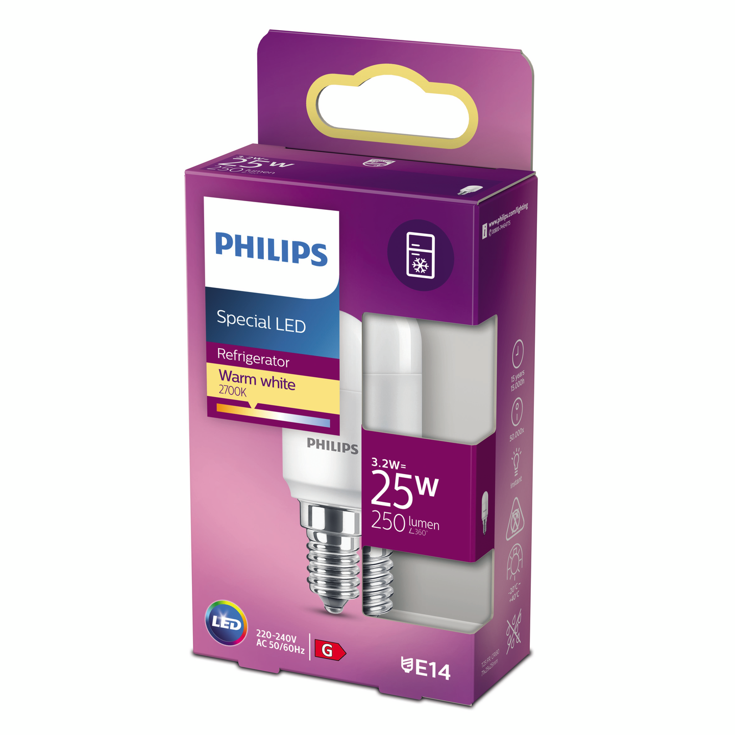 Philips LED T25 E14 250lm opal 2700K