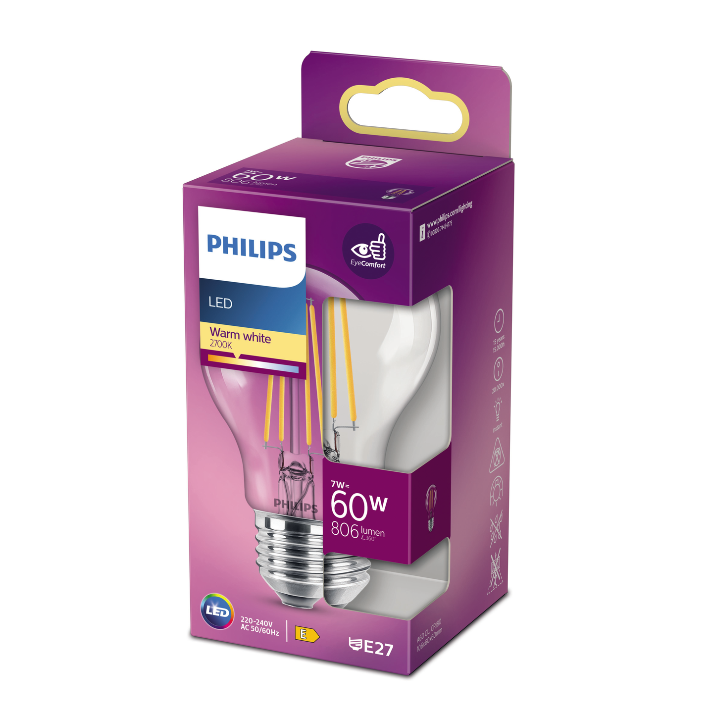 Philips LED vakio E27 806lm kirkas 27K