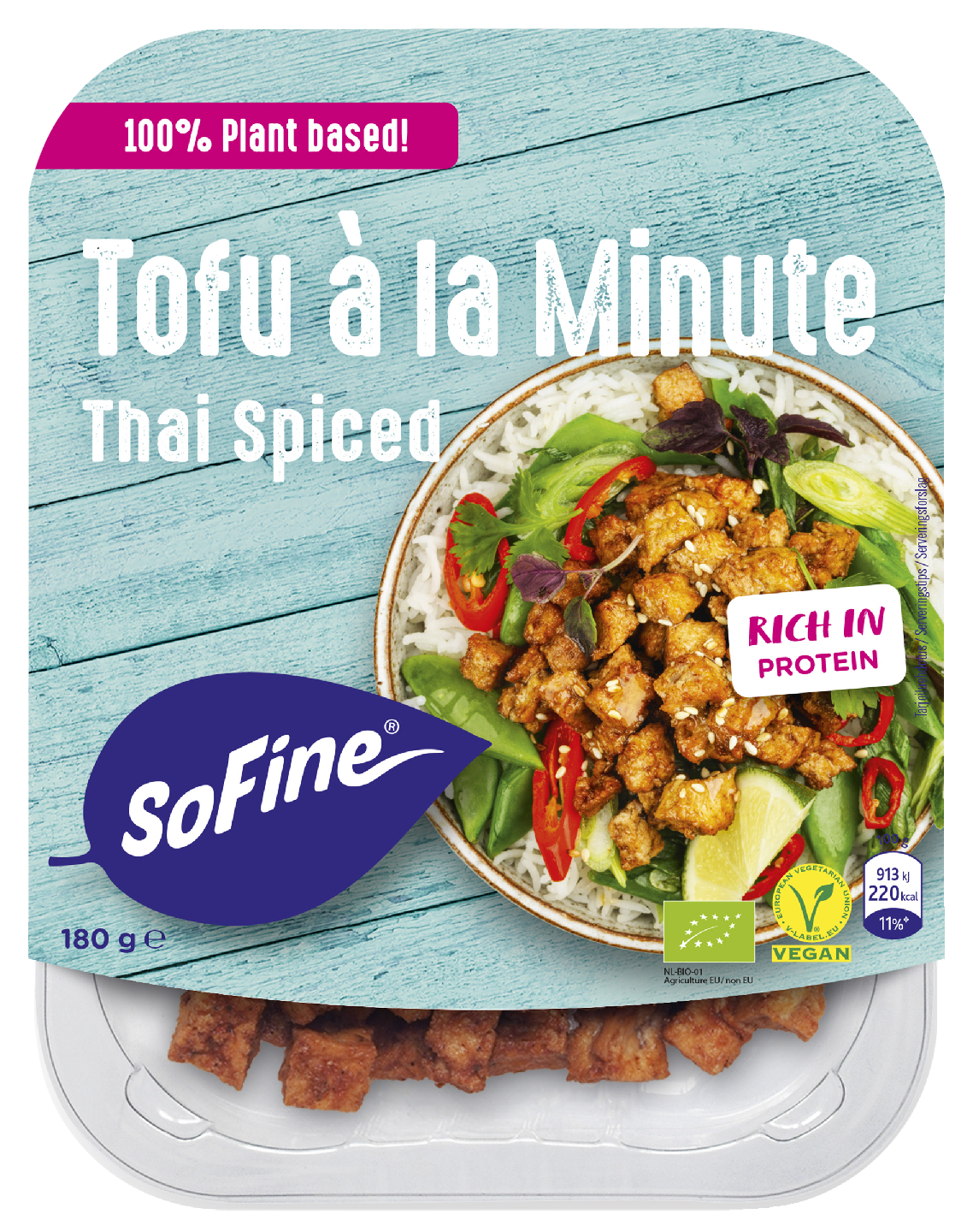 SoFine 180g Marinoidut Thai maustettu Luomu Tofupalat