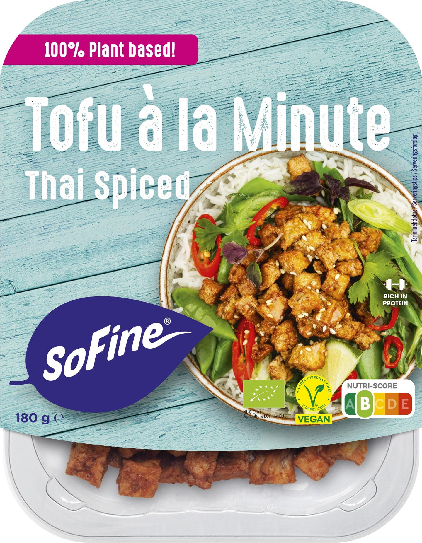 SoFine 180g Marinoidut Thai maustettu Luomu Tofupalat