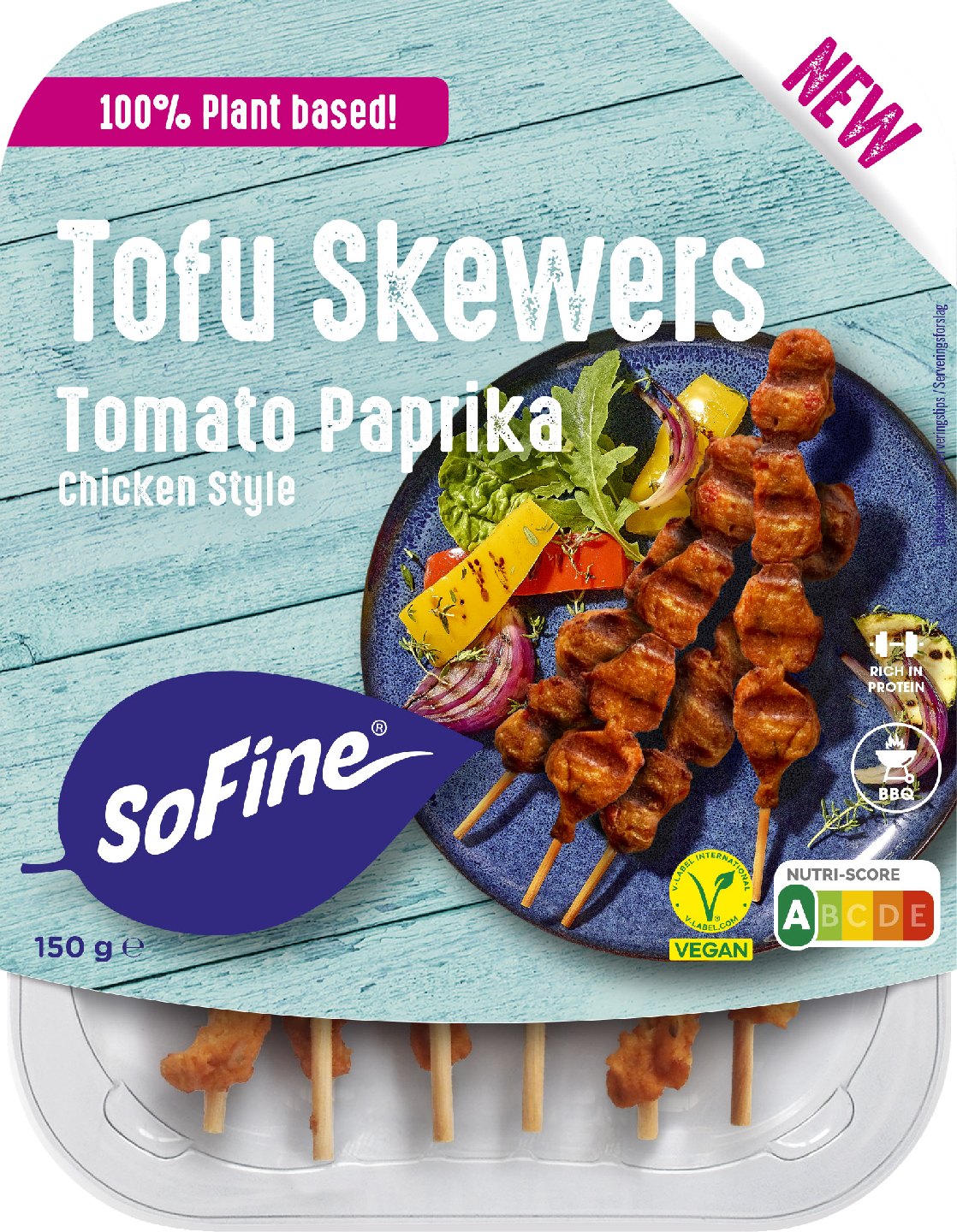 SoFine Tofu Skewers chicken style tomaatti-paprika vegaaninen 150 g