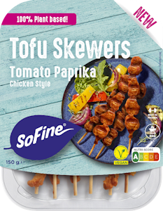 SoFine Tofu Skewers chicken style tomaatti-paprika vegaaninen 150 g