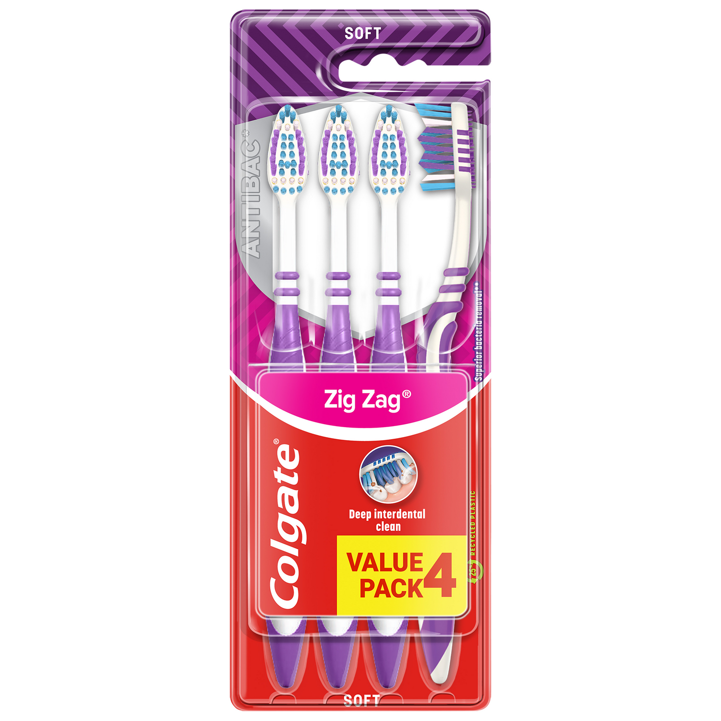 Colgate ZigZag Plus Antibac hammasharja 4kpl soft