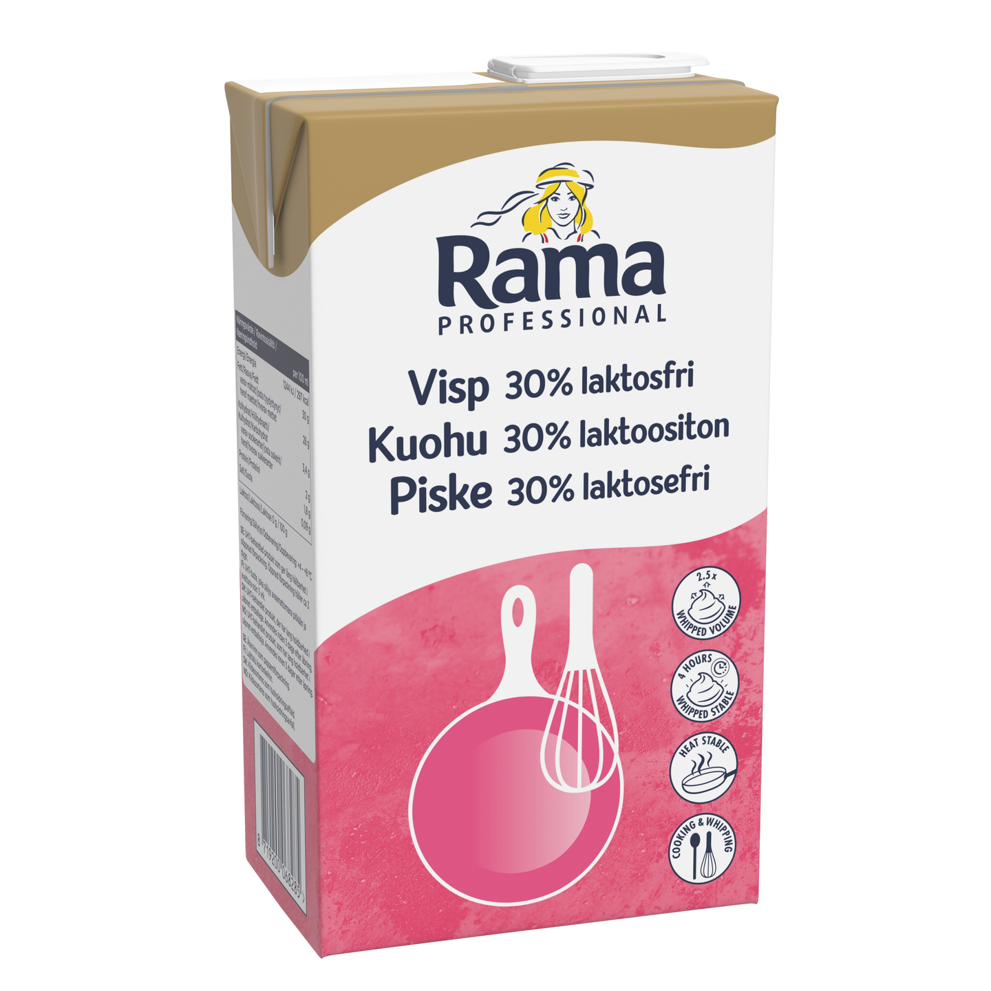 Rama Professional Kuohu Laktoositon vispautuva maitopohjainen kasvirasvasekoite 30% 1l