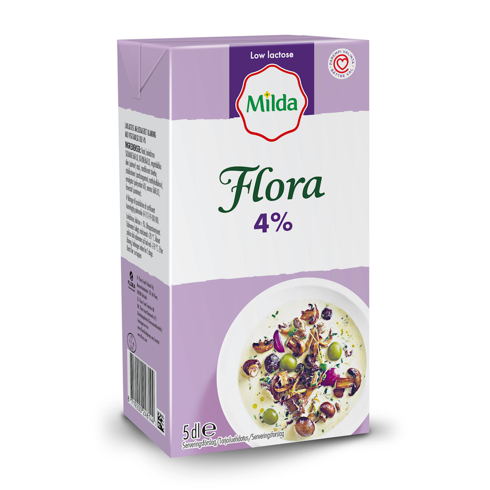 Milda Flora Ruoka 4% 5dl vähälaktoosinen - HoReCa-tukku Kespro