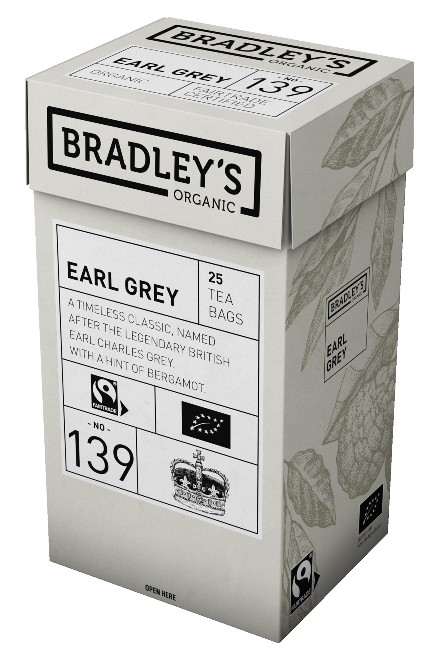 Bradley's Organic No.139 Earl Grey maustettu musta tee 25kpl luomu Reilun kaupan