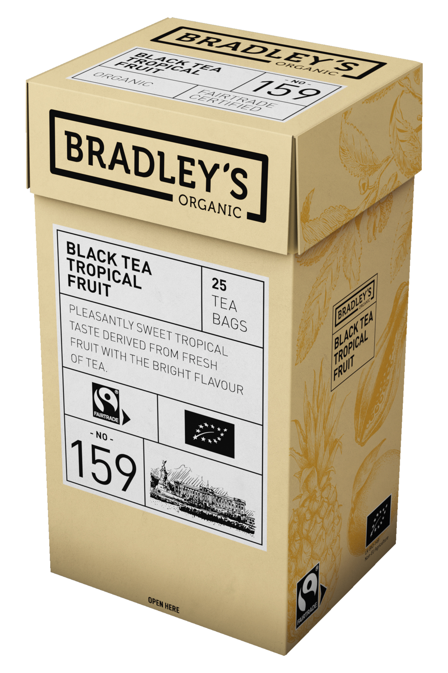 Bradley's Organic No.159 tropical fruit musta tee 25kpl luomu Reilun kaupan