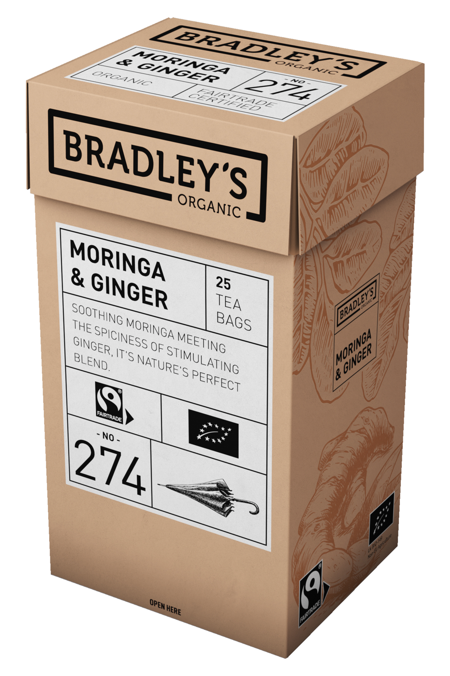 Bradley's Organic No.274 Moringa and Ginger maustettu yrttiuutejuoma 25kpl luomu Reilun kaupan
