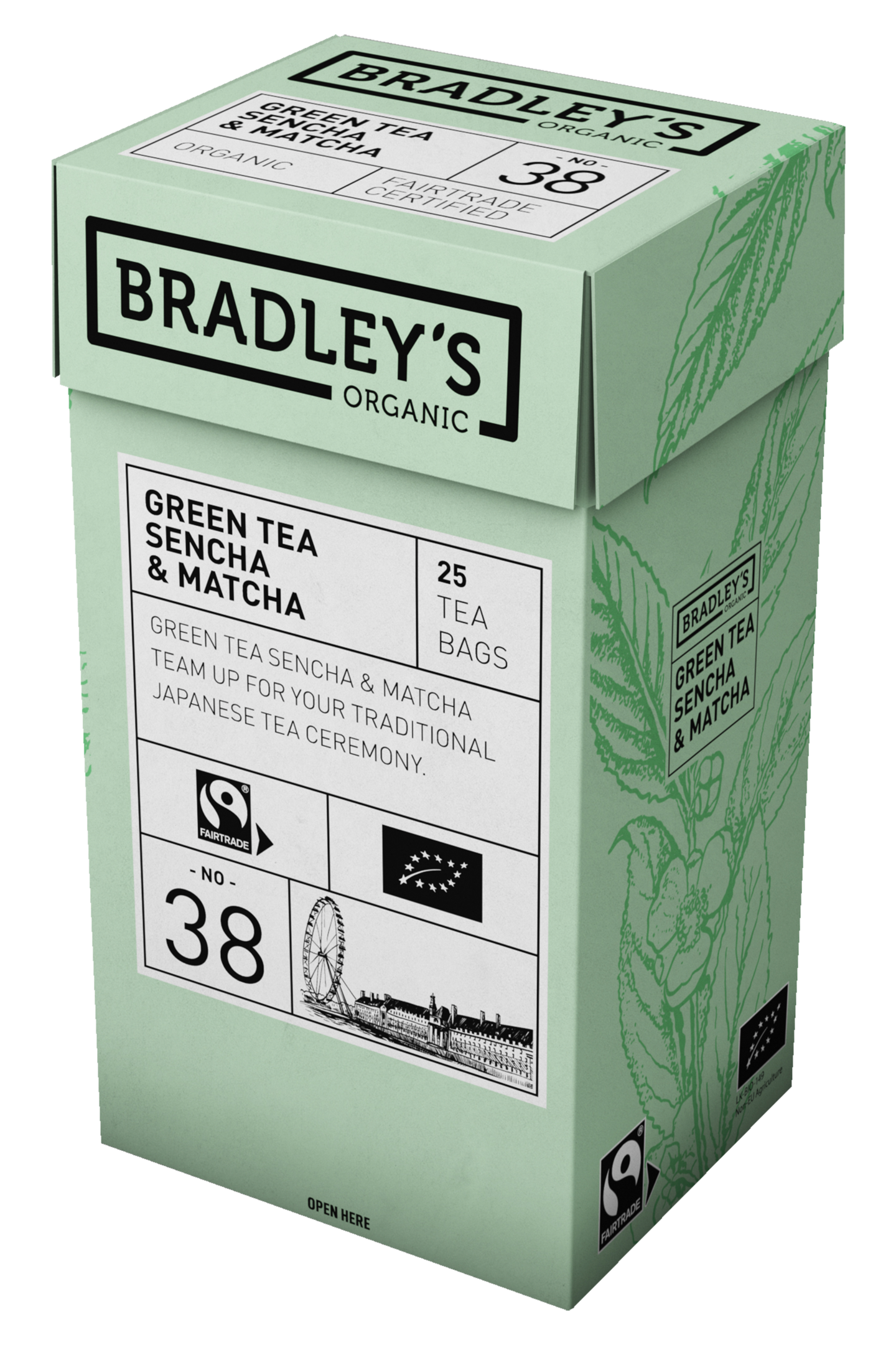 Bradley's Organic No.38 Green tea Sencha and Matcha vihreä tee 25kpl luomu Reilun kaupan
