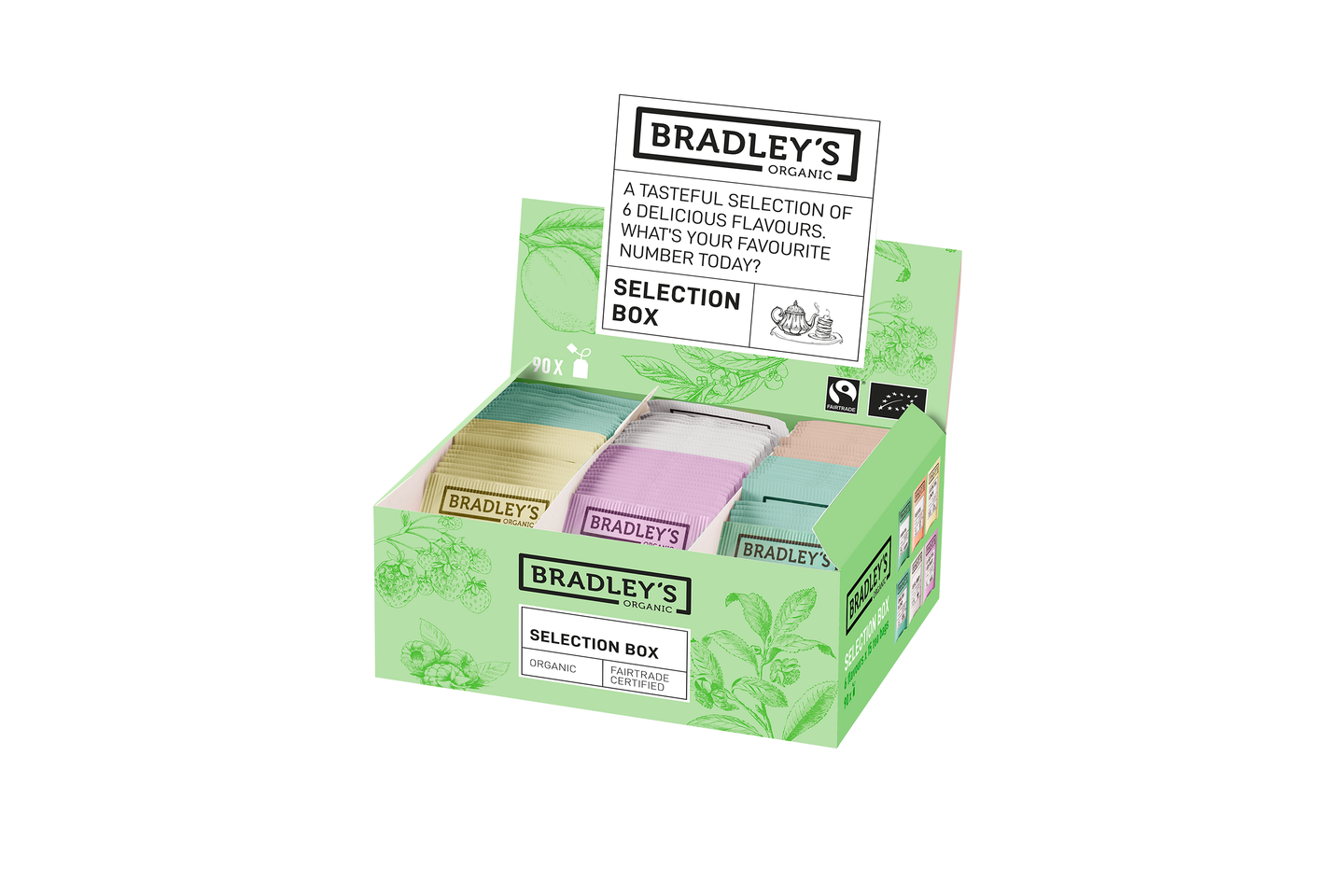 Bradley's Organic teelajitelmapakkaus 90kpl luomu Reilun kaupan