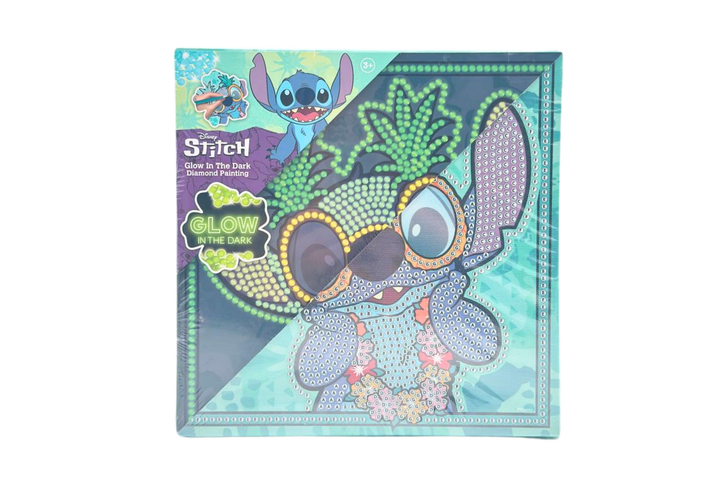Disney Stitch pimeässä loistava timanttimaalaus 29x29cm