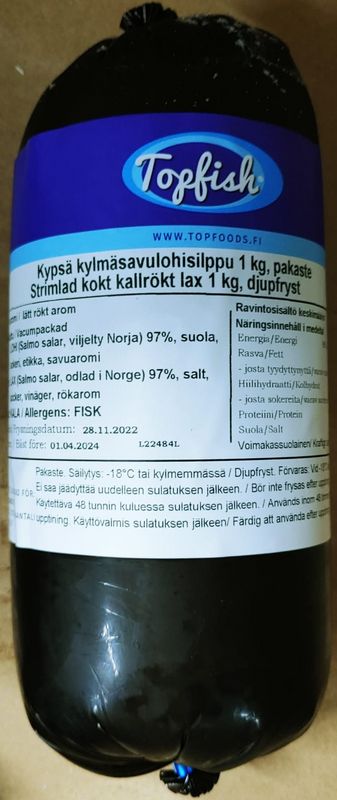 Topfoods kypsä kylmäsavulohisilppu 1kg pakaste