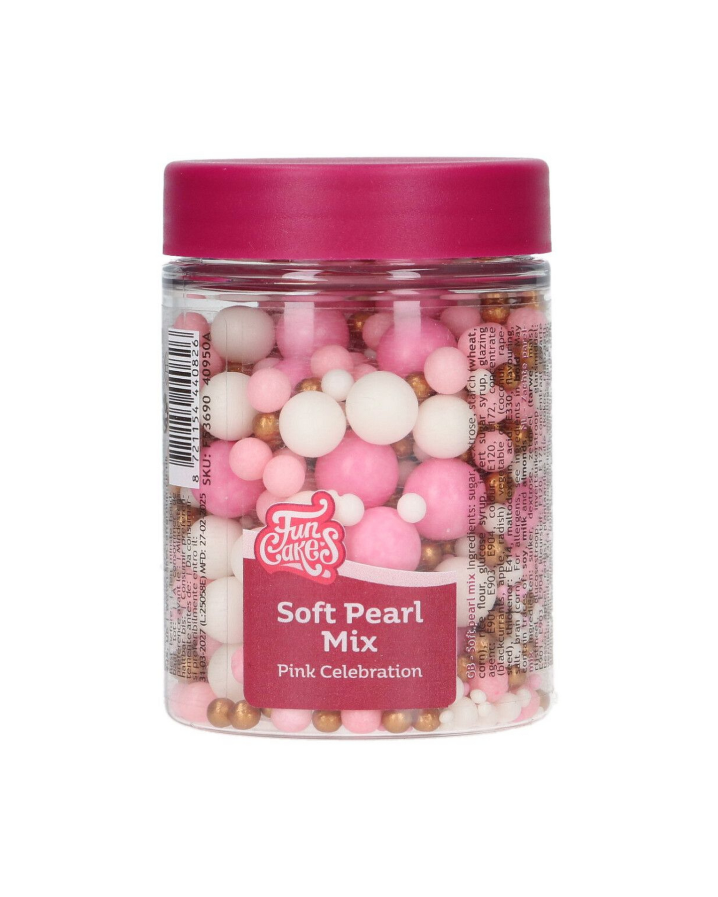 FunCakes pehmeät sokerihelmet, Pink Celebration Mix 80 g