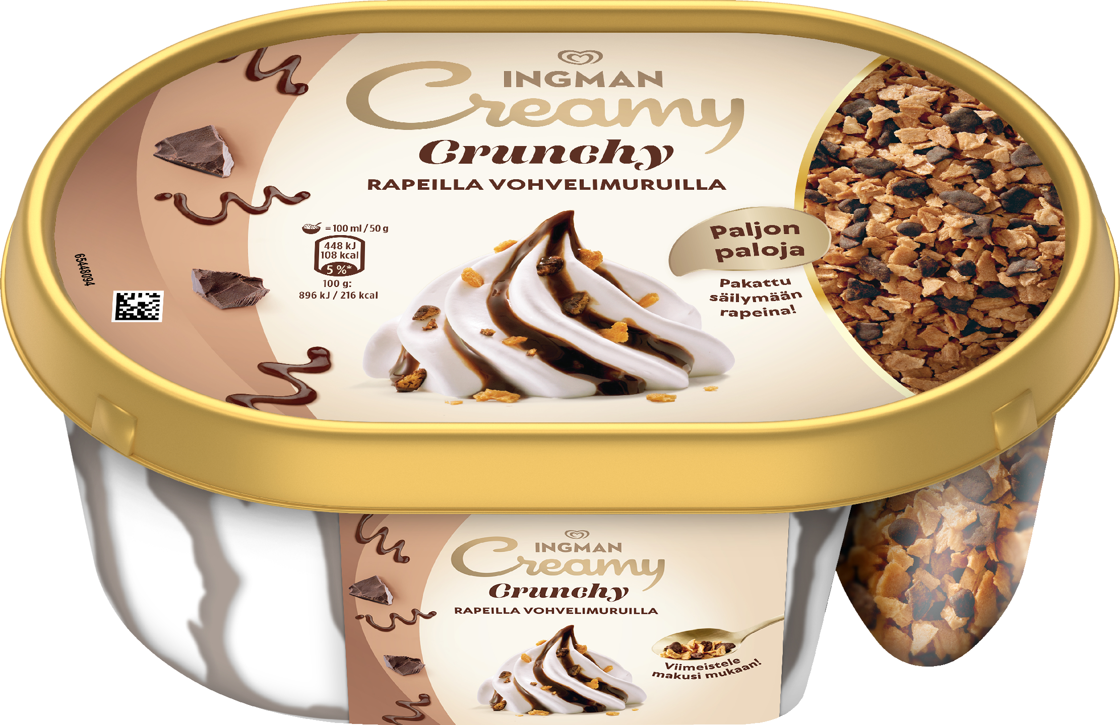 Ingman Creamy Crunchy Suklaa Jäätelö 750ml/373g