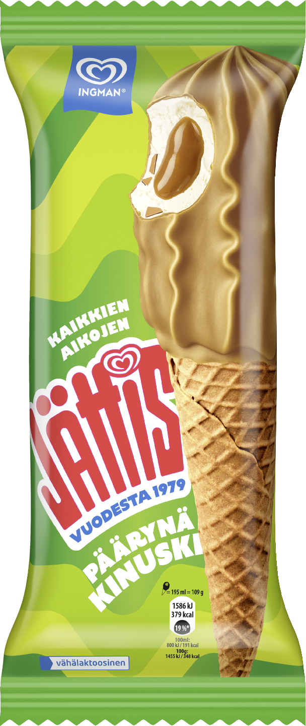 Jättis Päärynä-Kinuski Jäätelötuutti 195ml/109g