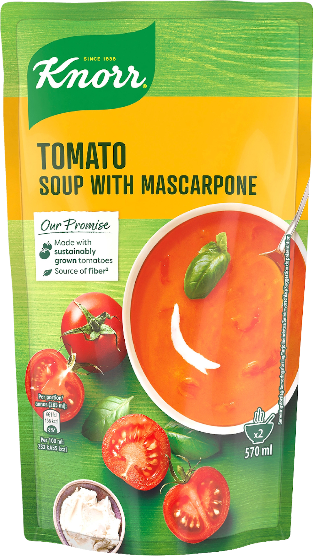 Knorr Tomaattikeitto mascarponejuustolla ja aurinkokuivatuilla tomaateilla  570 ml — HoReCa-tukku Kespro