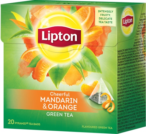 Lipton Mandarin Orange maustettu vihreä tee 20 pyramidipussia 36g
