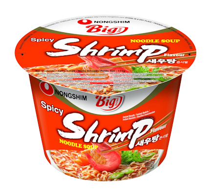 Nongshim  Mausteinen katkarapunuudeli Big Bowl 115g Spicy Shrimp