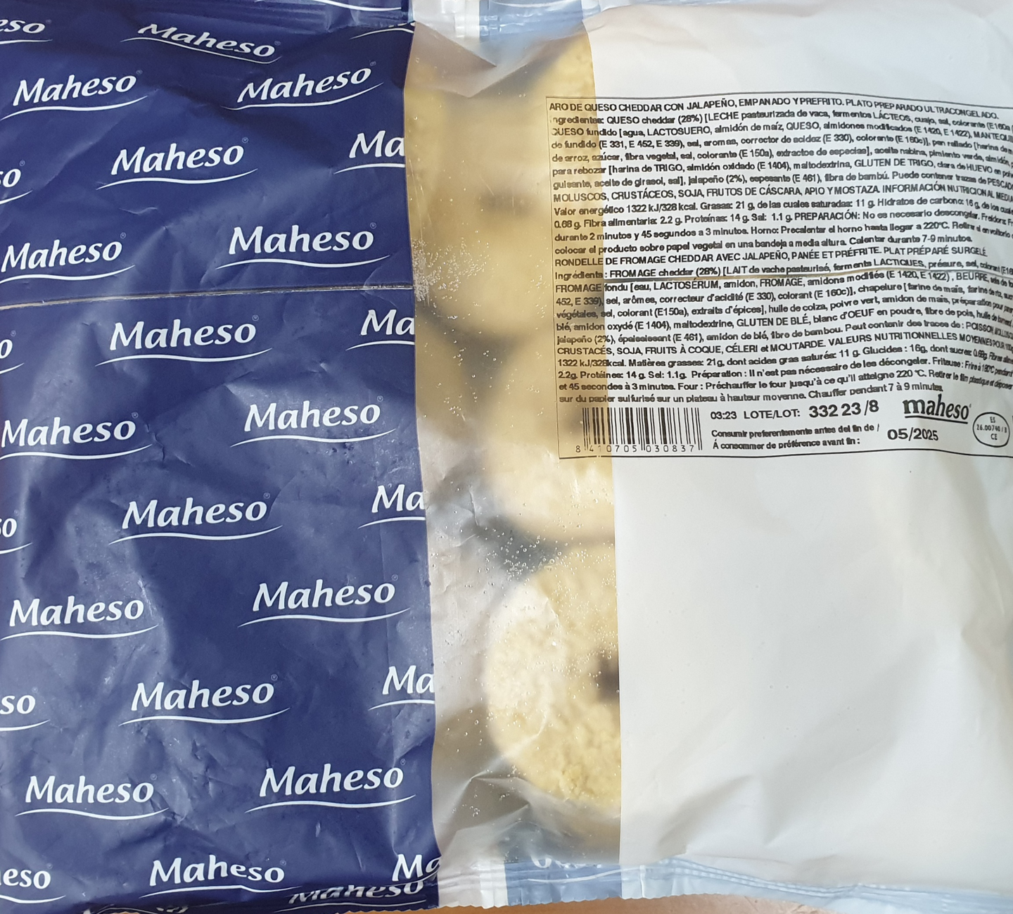 Maheso cheddarjuusto-jalapenorengas 34g/8x500g pakaste