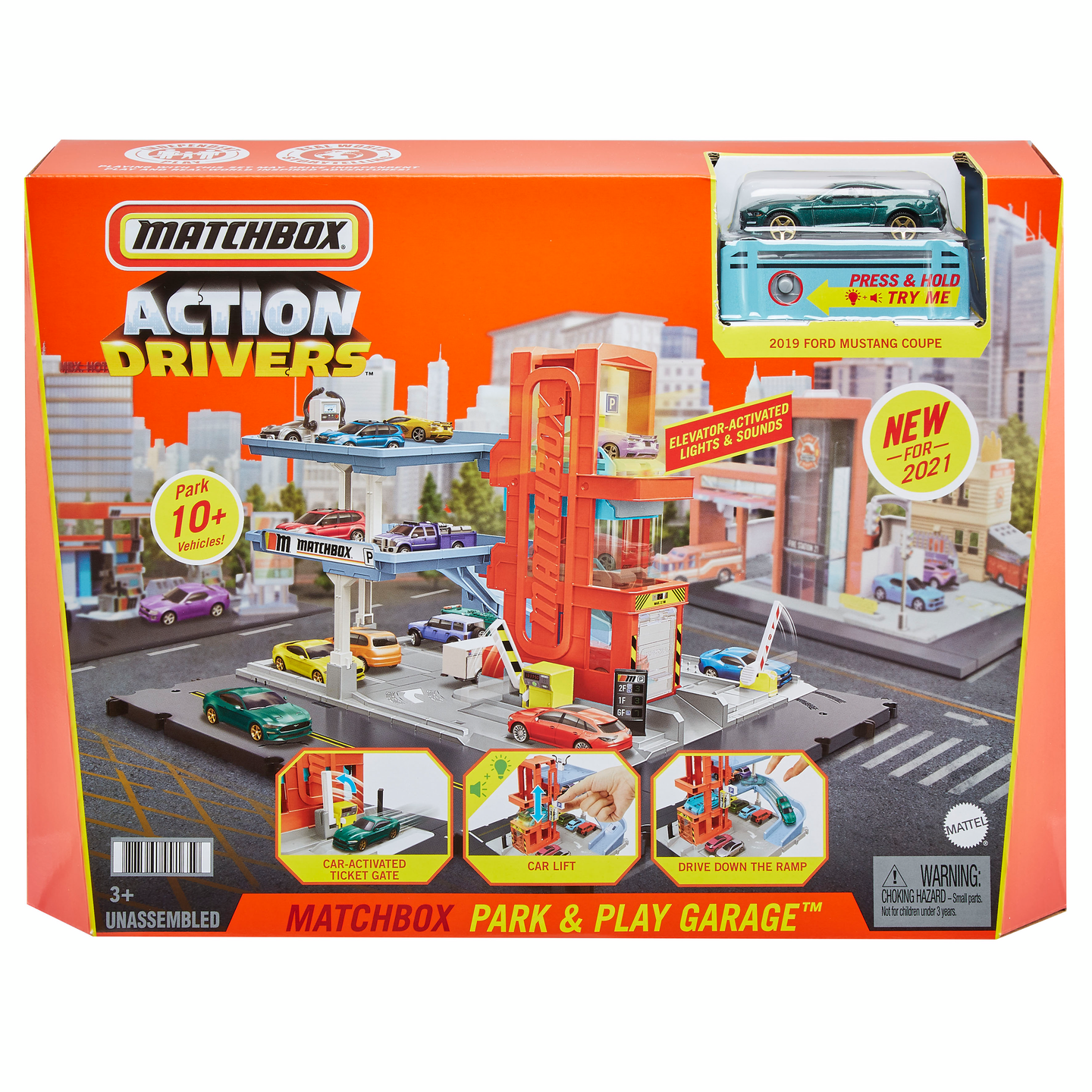 Matchbox Parking Garage Playset Parkkitalo leikkisetti valo ja