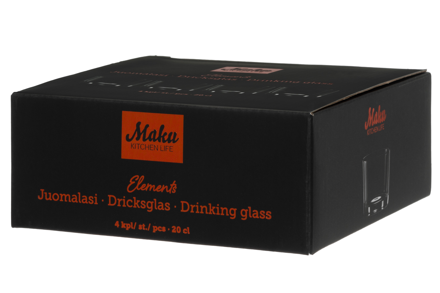 Maku Elements juomalasi matala 4 kpl