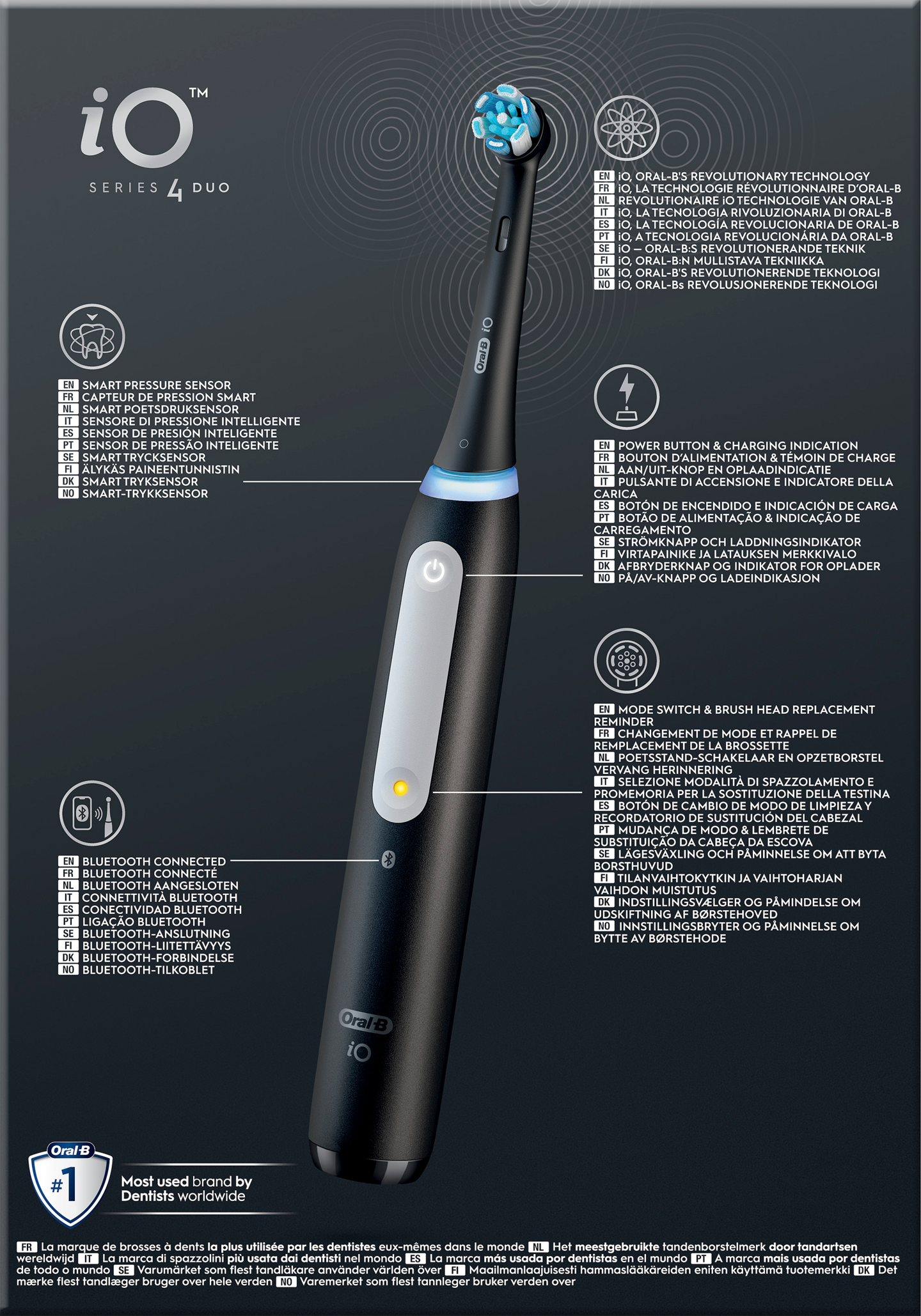 Oral-B iO4 Duo -sähköhammasharja 2 kpl, musta ja valkoinen