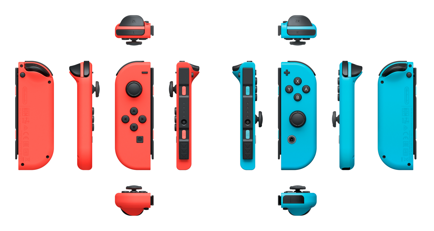 Nintendo Joy-Con -ohjainpari, neonpunainen ja neonsininen